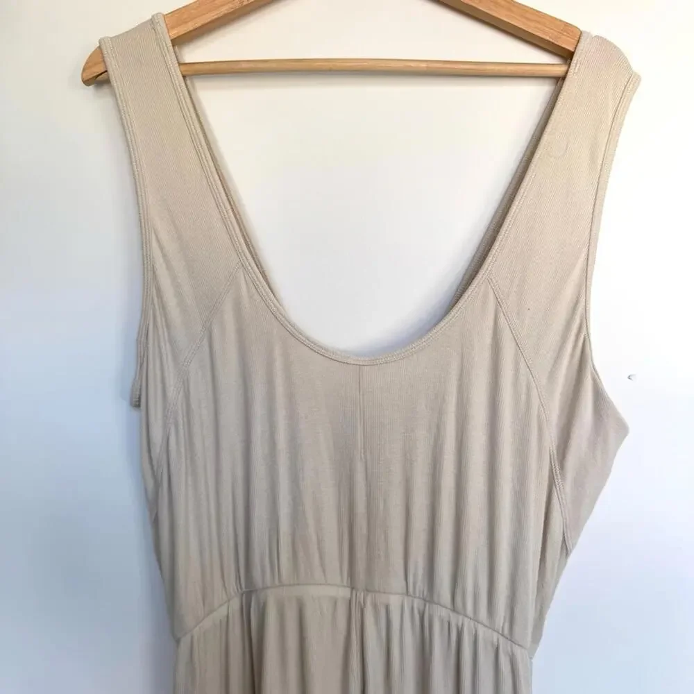 Lululemon Cropped Wide-Leg Ribbed Jumpsuit - Natural Ivory - 12